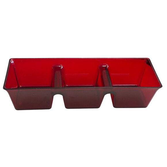 Ruby Red Acrylic Divided Tray Long 3 Section - Picture 2 of 8